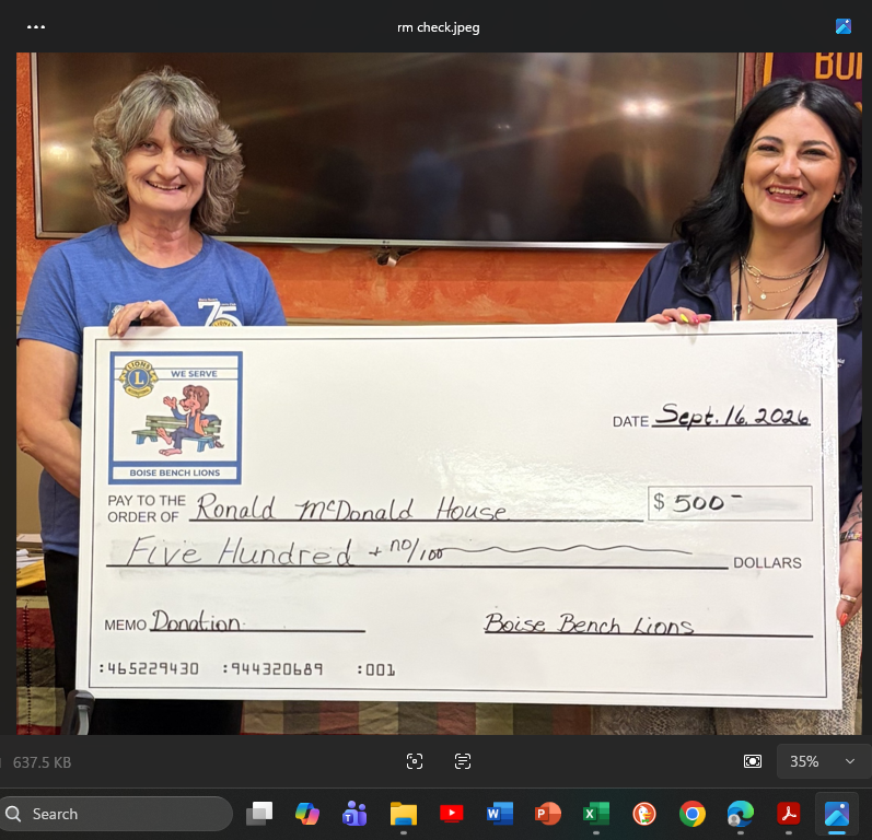 Boise Bench Lions Gives project donates to the Ronald McDonald House